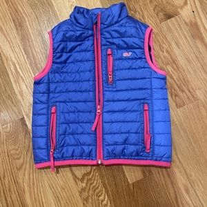 Vineyard Vines blue and pink puffer vest